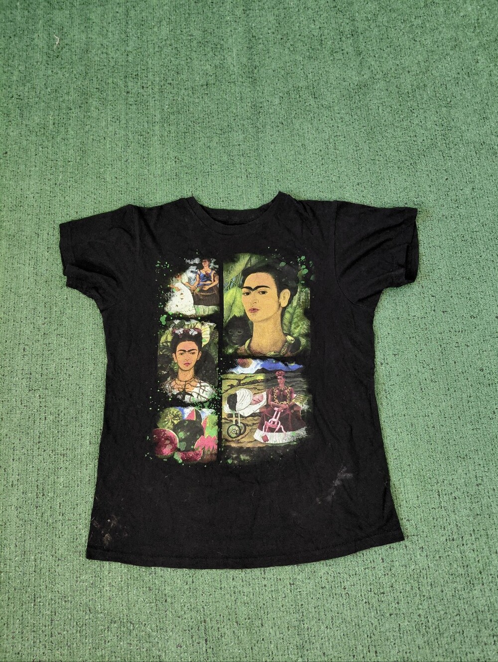 Self Portrait Frida Kahlo Mexican Artist Collage Art Black Unisex T Shirt Sz Sma